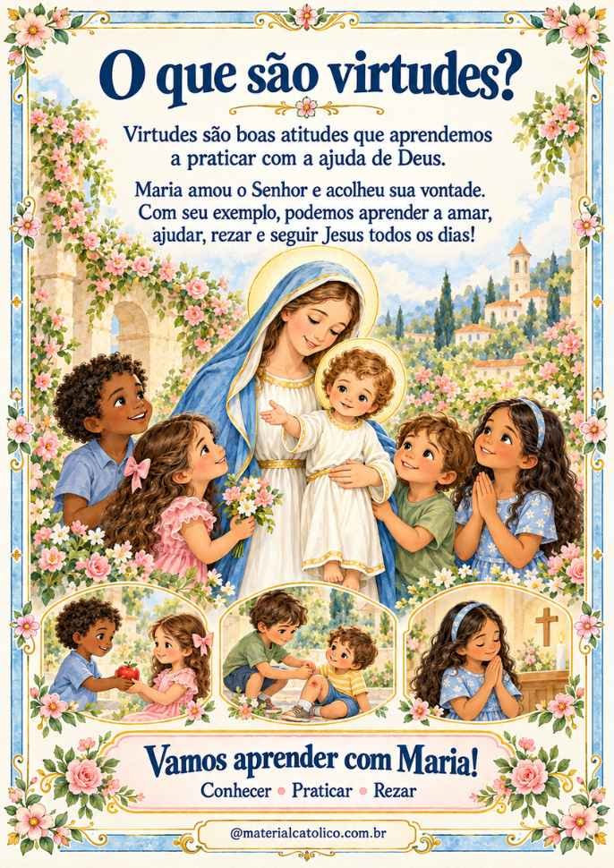 Prévia 1 do livrinho As Virtudes de Maria para Crianças